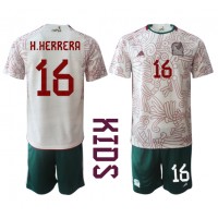 Fotballdrakt Barn Mexico Hector Herrera #16 Bortedraktsett VM 2022 Kortermet (+ Korte bukser)